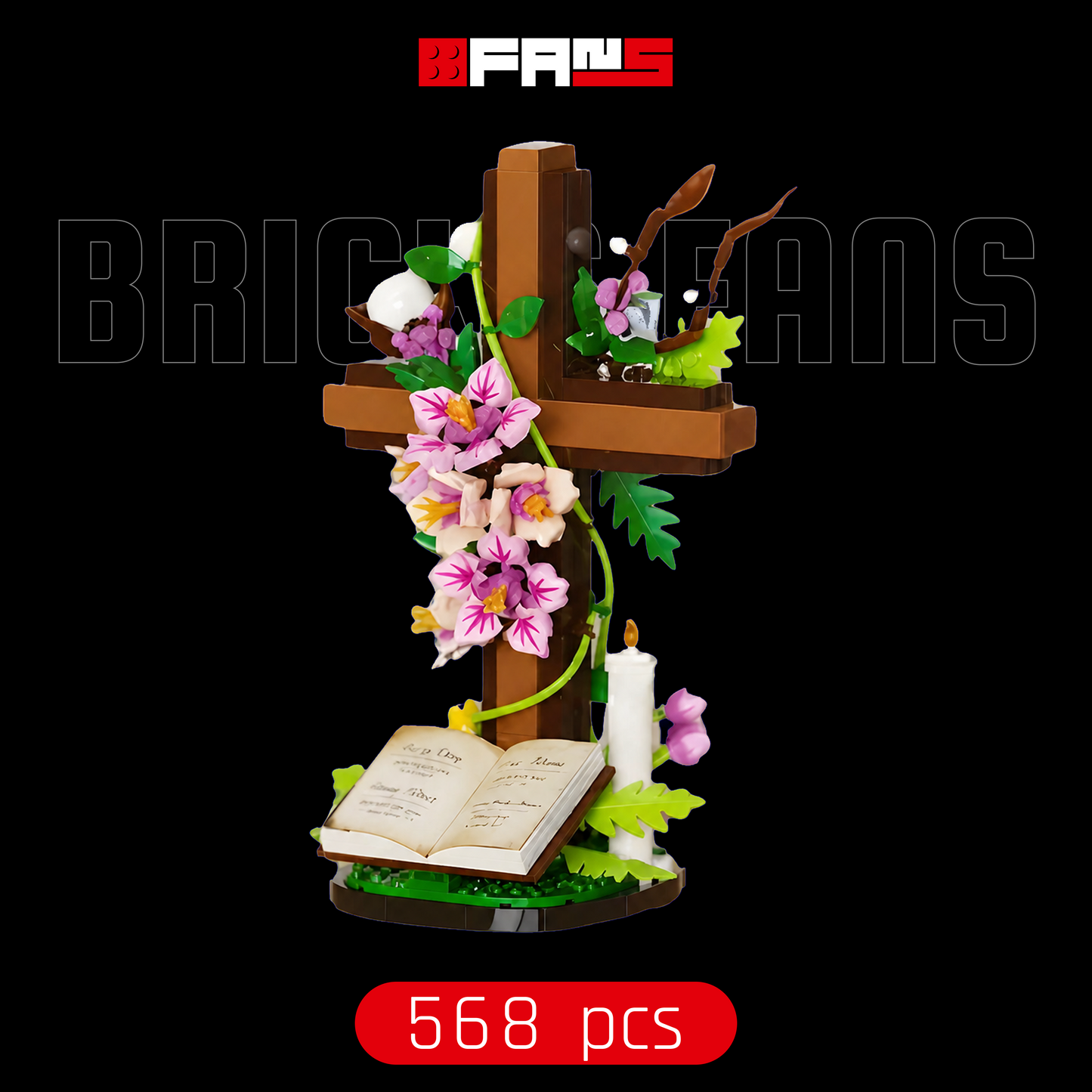 Couverture des fans de Bricks - Cruz De Jesus Com Flores (568 pièces)
