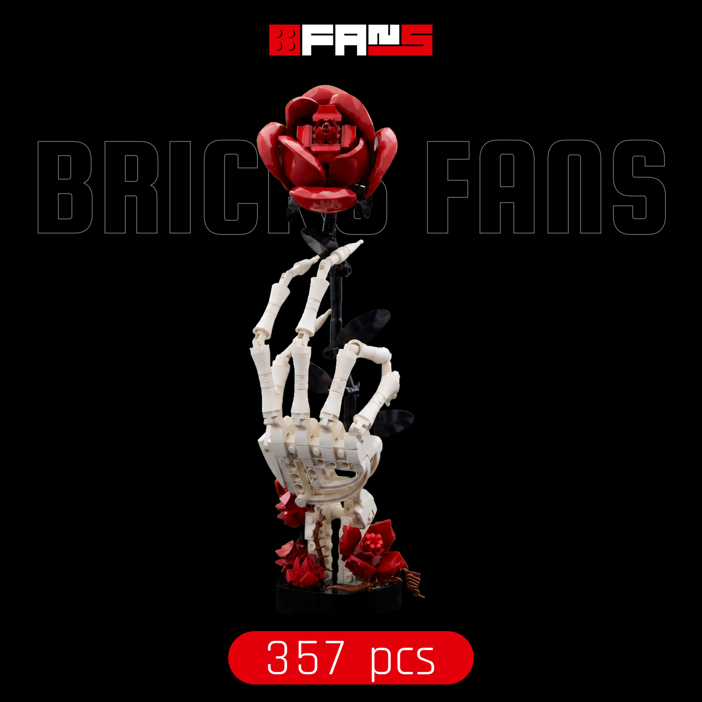 Bricks Fans Cover – Skeleton Hand With Roses (357 Teile)