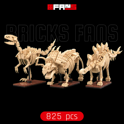 Capa Bricks Fans - Dinossauros - Esqueletos 3 Em 1 (825 Peças)