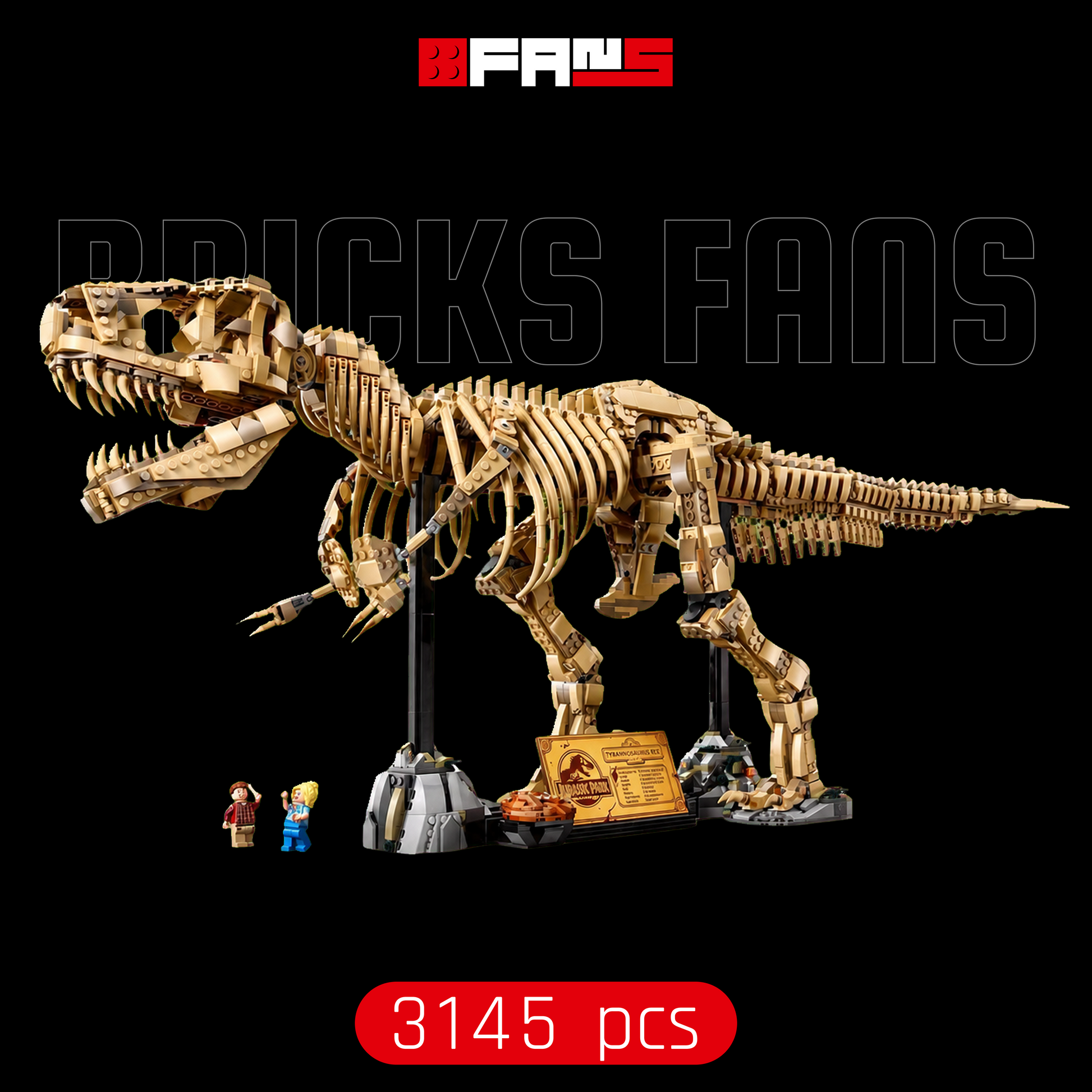 Coperta Bricks Fans - Fóssil Do Tiranossauro Rex - Jurassic Park (3145 piese)
