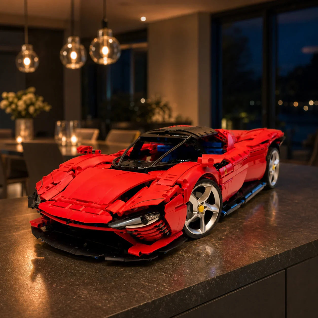 Red Sports Car Daytona — scena generata 6 [daytona_evening_dining_room.png]