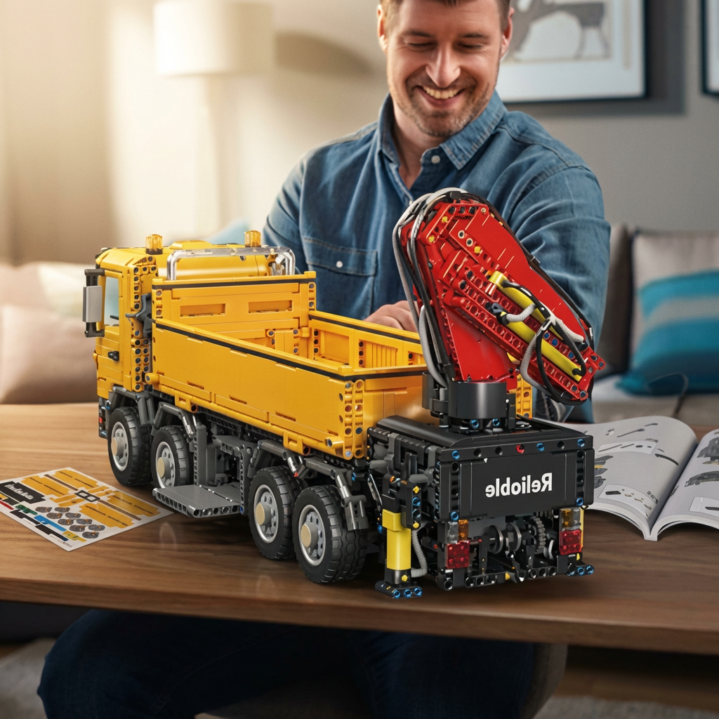 Samozasysający samochód ciężarowy z żurawiem (4012 elementów) 