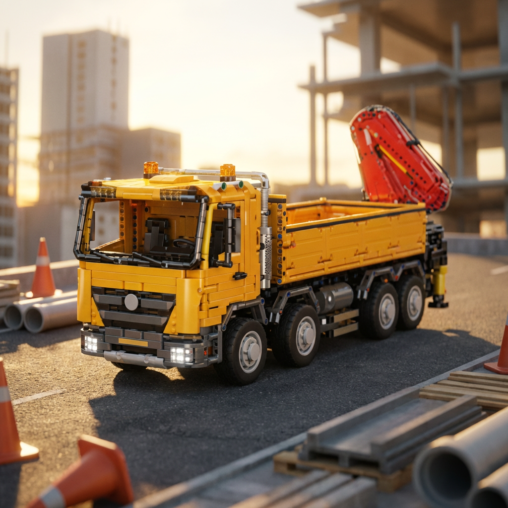 Samozasysający samochód ciężarowy z żurawiem (4012 elementów) 