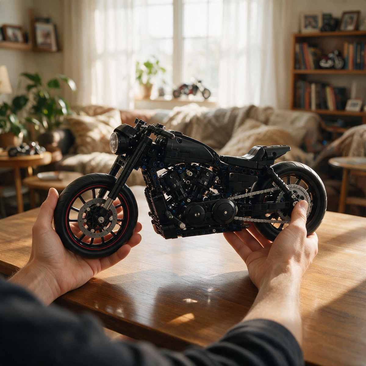 Harley Davidson Black Rod 562 peças nas Mãos de um Colecionador (Escala 33 cm)