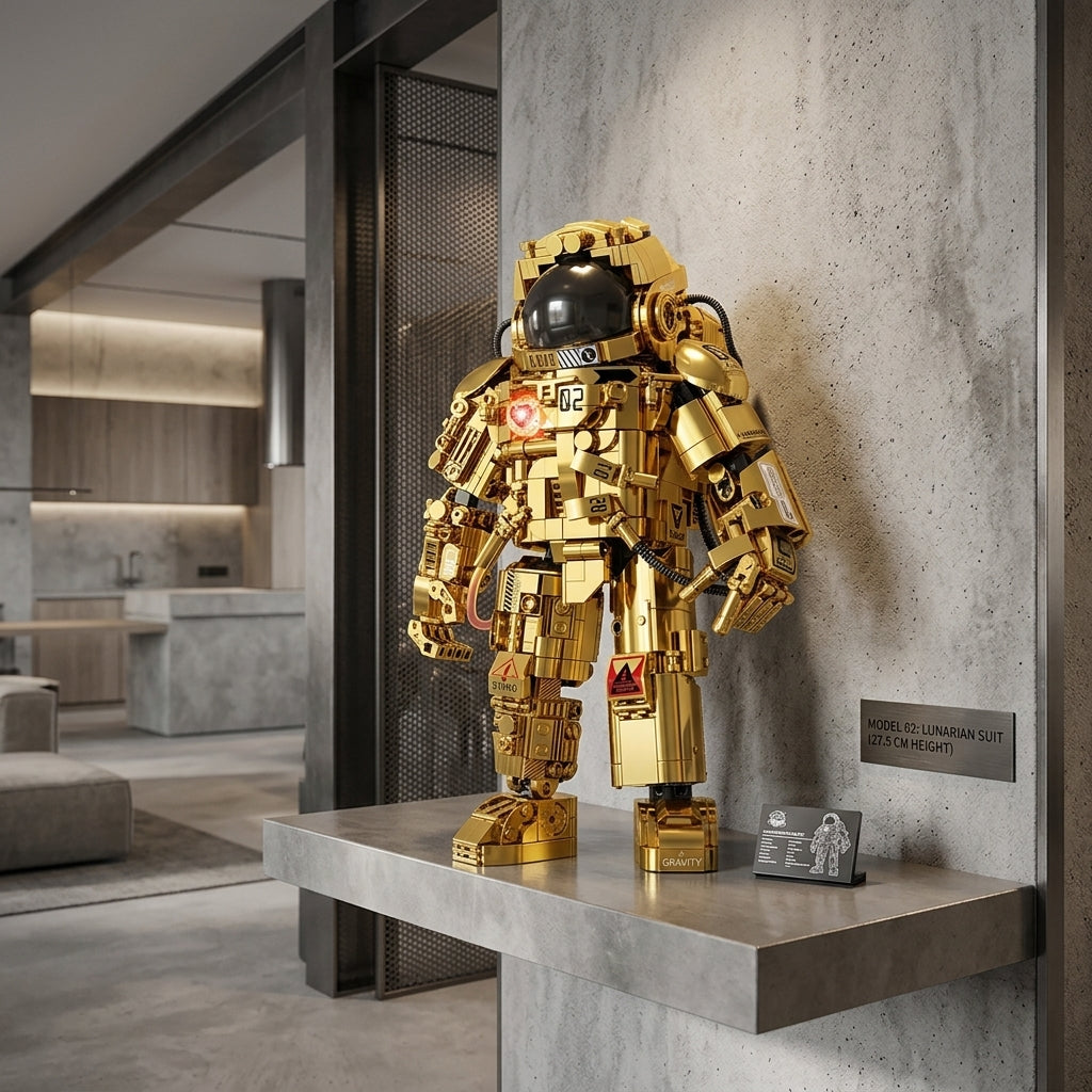 Astronaut de aur (990 piese) - Afișaj industrial modern de raft plutitor din beton