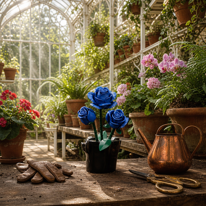 Blauw rozenboeket (608 onderdelen)
