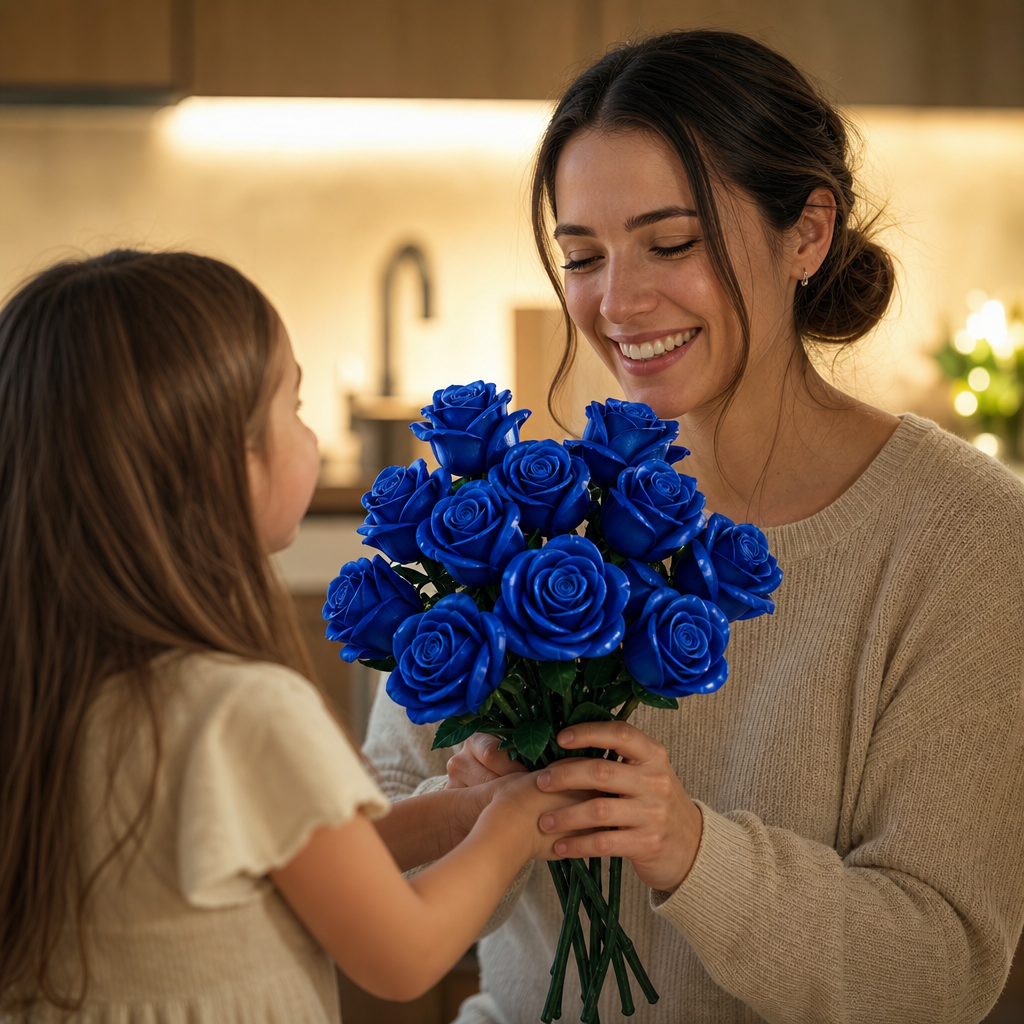 Blauw rozenboeket (608 onderdelen)