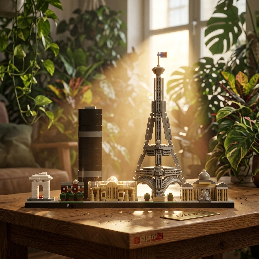 Horizonte de la ciudad de París (649 piezas) - escena interior ambiental de la jungla urbana de la sala de estar